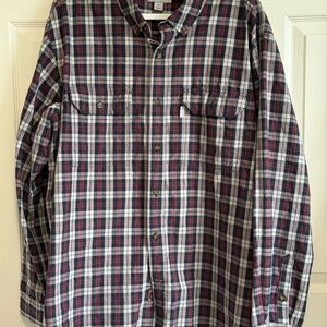 NEW- Carhartt Men's Casual relaxed fit Plaid Shirt - Red, Blue, White. XXL